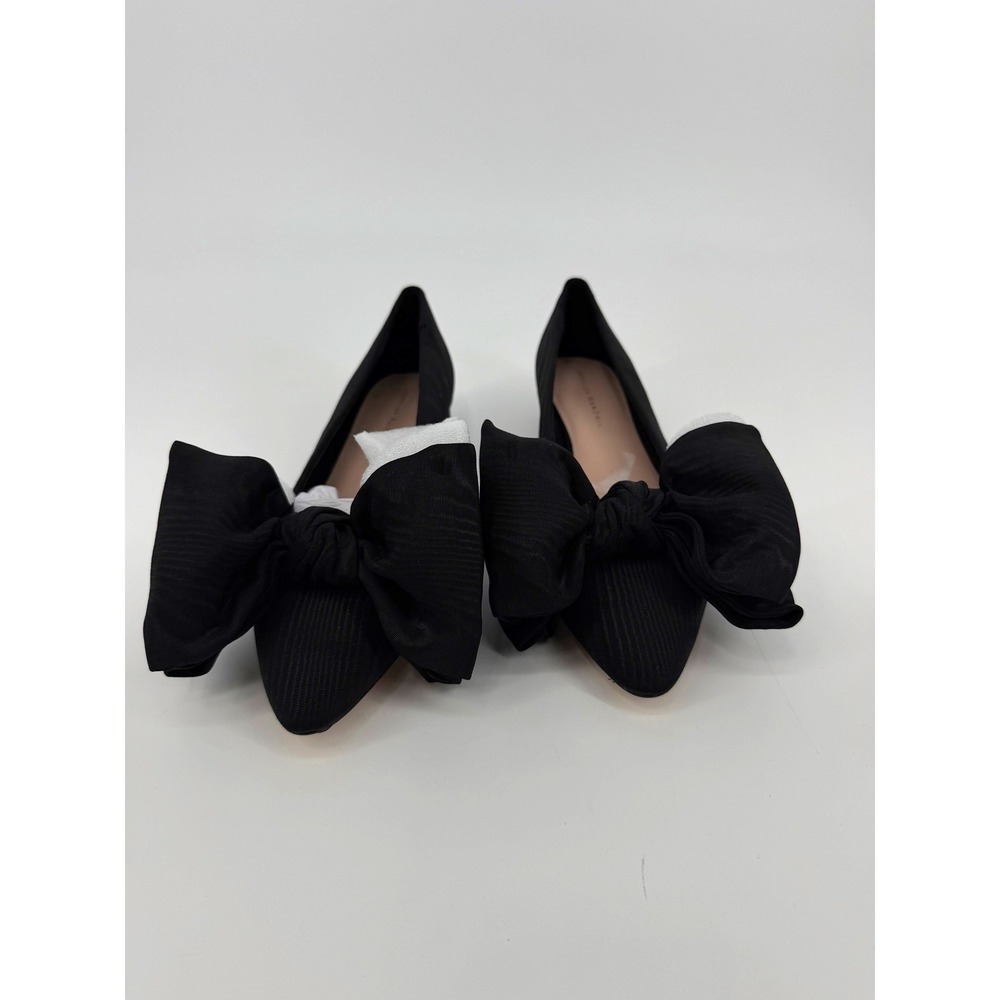 NEW Loeffler Randall Black Noa Grosgrain Bow Pointed Toe Block Heel Pumps 9.5 B - Picture 6 of 14